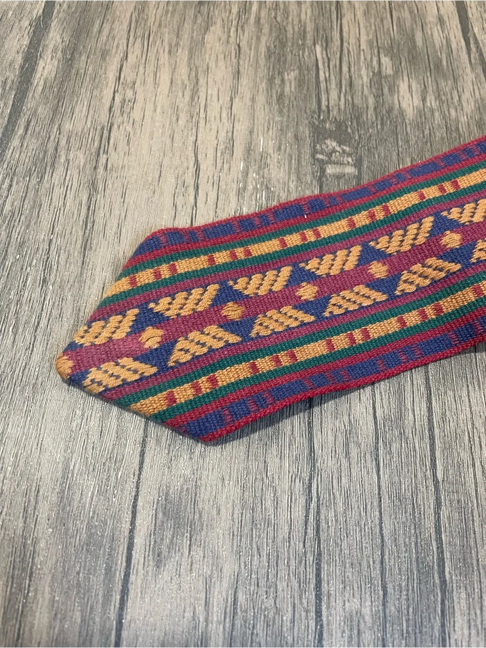 Lands' End vintage Multicolor Woven Geometric Woven Belt leather loops